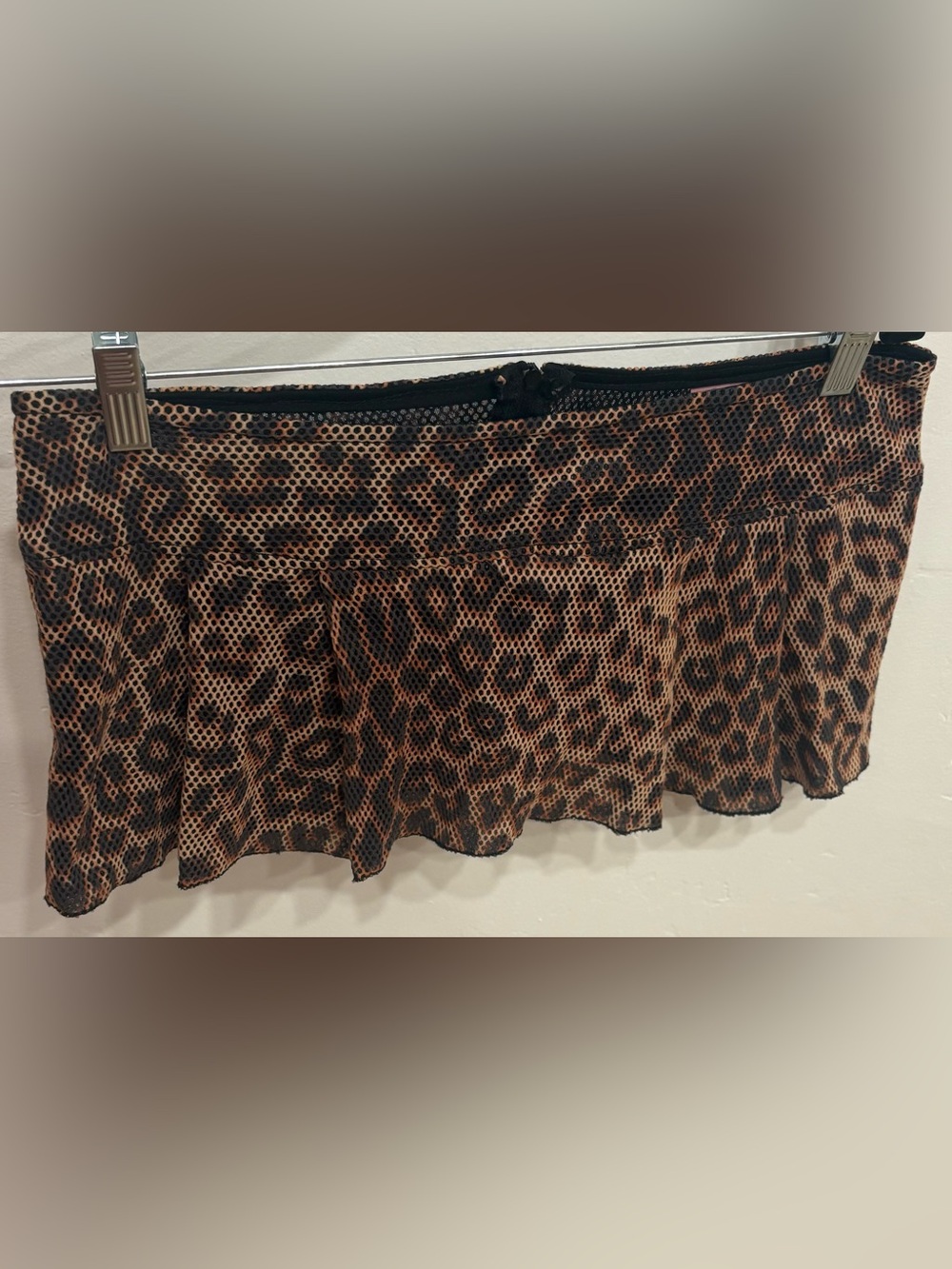 Serious Clothing Leopard Mesh Pleated Micro Mini Skirt